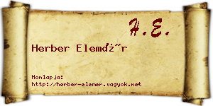 Herber Elemér névjegykártya